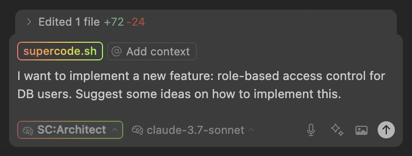 Supercode inside the IDE agent