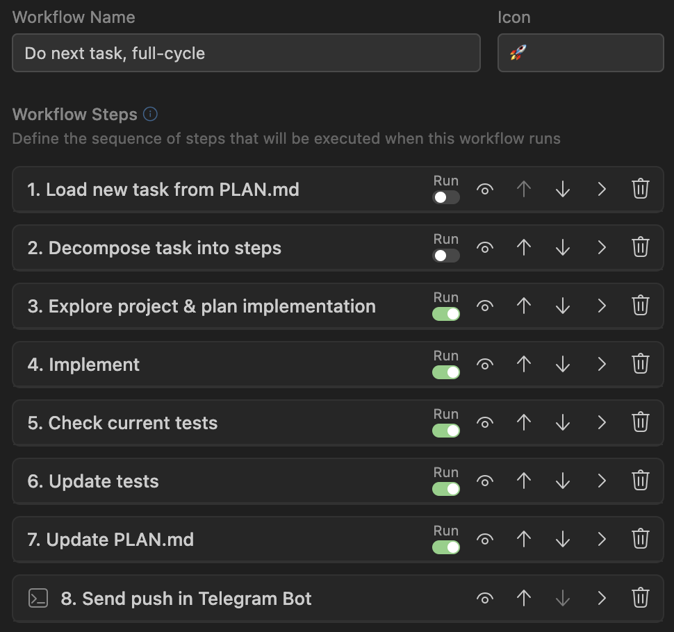 Workflow steps